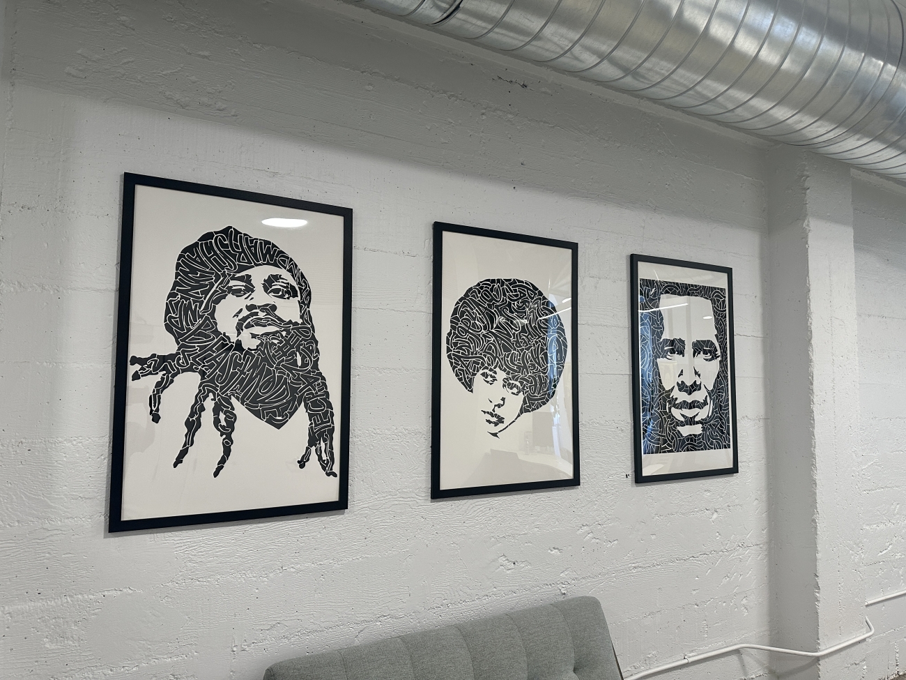 Hidden Genius Project Teen Tech Artwork - Marshawn Lynch, Angela Davis, Barack Obama