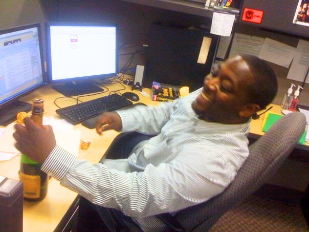 Albert Hughes at his desk at Schipul